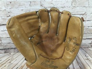 Vintage RAWLINGS DW12 Leather Official SOFT - BALL Glove Mitt RH Made in USA 3