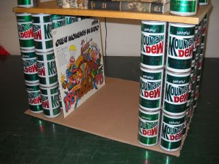 Stack of 3 Vintage 1960 ' s Straight Steel Pull Top Tab MOUNTAIN DEW CANS 5