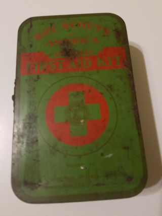 Vintage Boy Scouts Of America First Aid Kit Johnson & Johnson Loaded