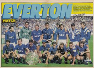 Hand Signed 1980s Vintage Poster Everton - Dave Watson