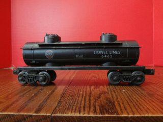Vintage Lionel Lines 6465 Two Dome Gulf Tank Car " O Scale " Black G,  Fast S/h