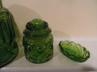 4 Vintage Green Moon and Star glass canisters 3