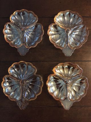 Vintage 1960’s Set Of 4 Marigold Carnival Glass Dishes By Jeanette