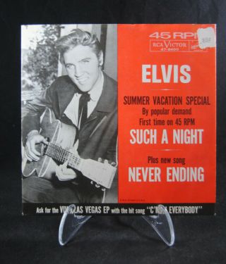 Vintage Elvis Presley - Summer Vacation Special - Such A Night Vinyl 45 Record