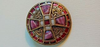 Vintage Miracle A.  S.  Brooch Pendant Purple Banded Agate Scottish Celtic Cross