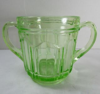 Vtg Clear Green Depression Vaseline Glass Spooner Bowl 4.  25 " Tall