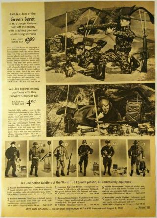 1966 Vintage Paper Print Ad Gi Joe Green Beret Soldier Bazooka Footlocker Case