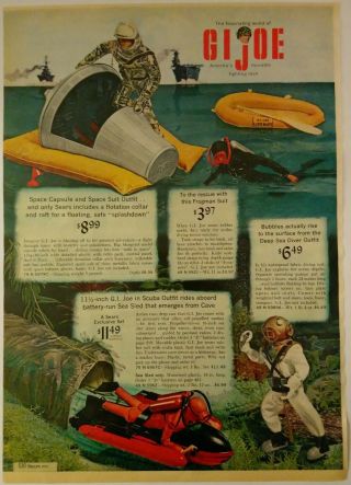 1966 Vintage Paper Print Ad Gi Joe Frogman Scuba Suit Space Capsule Toy Vw Tonka