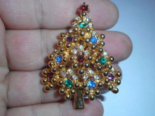 Eisenberg Vintage Brilliant Multicolor Christmas Tree Brooch Pin Vintage