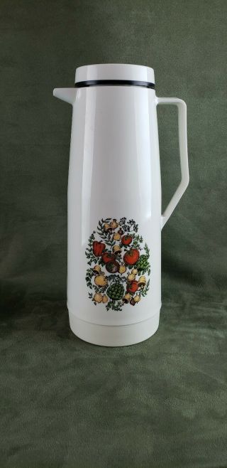 Vintage Thermos Pitcher Spice Of Life Vegetables Mushroom Theme