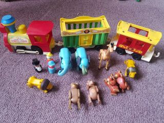 Vintage Fisher Price Little People Circus Train 991 Exta Animals,  People