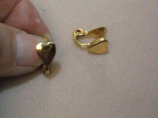 Vintage Monet Small Goldtone Heart Clip - On Earrings