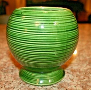 Vintage Mccoy Pottery 4.  25 " Green Artisan Line Pedestal Vase 5016