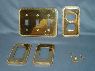 Vintage Solid Brass Light Switch & Outlet Plug Covers - Gra Italy Bead Edge
