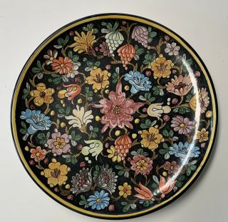 Vintage Signed Ceramiche Biagioli Hand Painted Floral Plate From Gubbio Italy