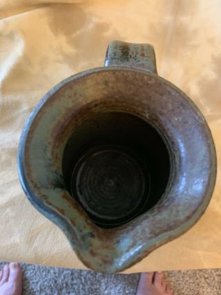 Vintage Ceramic Stoneware Blue Brown Pitcher signed Sheard (Linda) 4