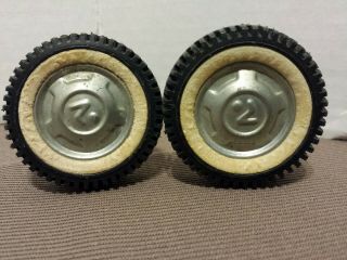 Vintage Nylint Truck Tires 2 " W/ Hub Caps White Walls And Axle Parts