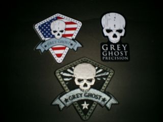 Grey Ghost Precision Black Cloth Patch & Stickers Pistol Rifle Shot Show 2019