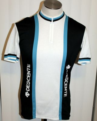 Vintage Descente Cycling Jersey Short Sleeves 50 - 50 Cotton Poly Blend Sz Large