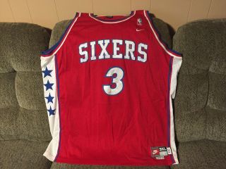 Vintage Nike Philadelphia 76ers Sixers Iverson 3 Stitched Basketball Jersey 3xl