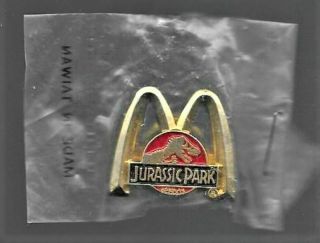 Pins Vintage Mcdonalds Jurassic Park Employee Promo Pin 1 " X.  75 " Seald