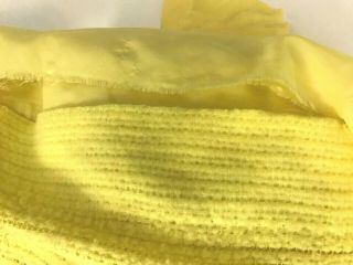 Vintage Queen Blanket Acrylic Yellow Waffle Weave Satin Trim USA 3