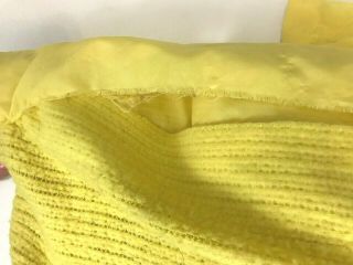 Vintage Queen Blanket Acrylic Yellow Waffle Weave Satin Trim USA 4