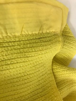 Vintage Queen Blanket Acrylic Yellow Waffle Weave Satin Trim USA 5