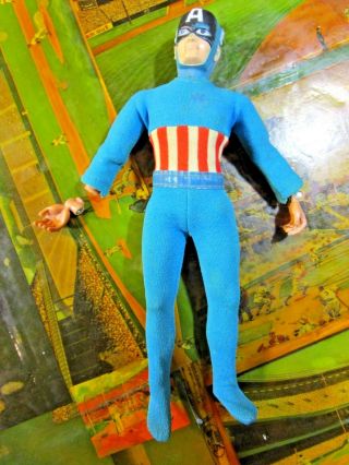 Vintage 1973 Mego 8 " Marvel Captain America Action Figure Broken