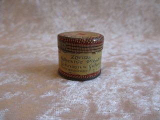 Antique Vintage Johnson & Johnson Zonas Adhesive Plaster Tiny Tin
