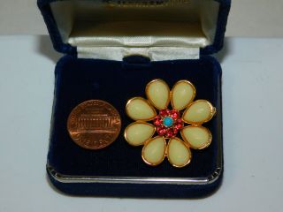 Vintage Joan Rivers Shiny Spring Daisy Flower Pink Rhinestones Brooch Pin 3j 46