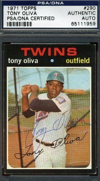 Tony Oliva Vintage Signed Psa/dna 1971 Topps Authentic Autograph