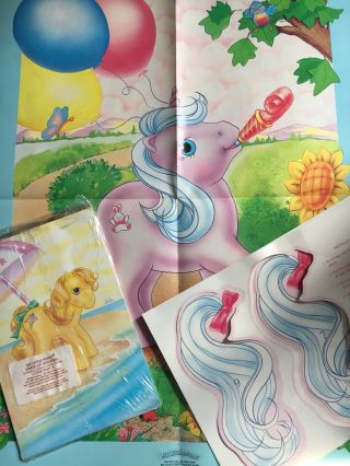 Vintage 1988 G1 My Little Pony Mlp Pin The Tail Party Game Poster Dress Up Cards