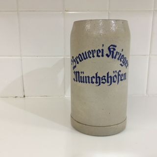 Vtg 1 Liter Salt Glazed German Beer Stein Gefellfchaftsbrauerei Viechtach