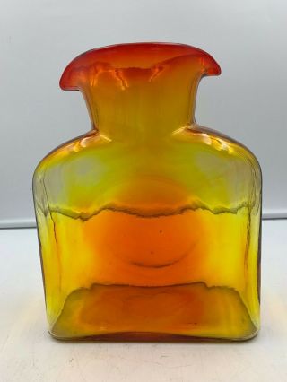 Vintage Blenko Amberina Red Yellow Double Spout Vase Bottle Pitcher Mid Century
