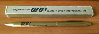 Vintage Western Union Chromatic Two - Color Ballpoint Pen Gold Tone W/box