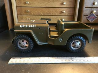 11” Vintage Tonka Pressed Steel Army Jeep Gr 2 - 2431