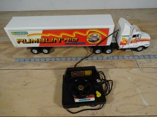 Vintage Bright Battery Operated Remote Control Rumblin Rig Semi Truck Hauler