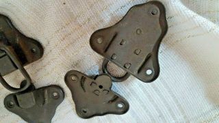 VINTAGE METAL Antique Steamer TRUNK LATCHES Old Stock Hasps Industial Steam Punk 4