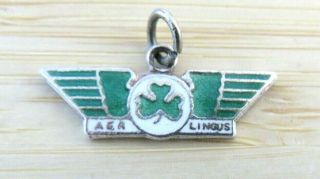 Vtg Sterling Silver Aer Lingus Irish Airlines Logo Enamel Travel Bracelet Charm