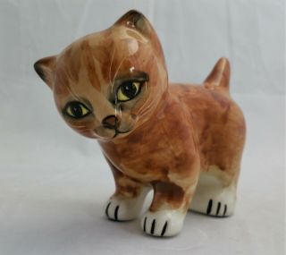 Adorable Vintage Mann Ceramic Cat Figurine 1978 Japan Orange Tabby
