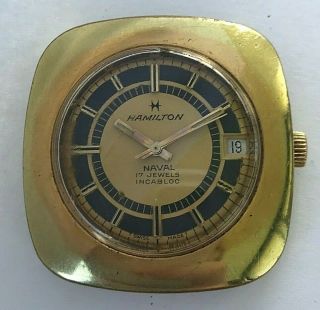 Vintage Hamilton Naval Swiss Hand Winding Mens Watch With Date,  Ref.  14650