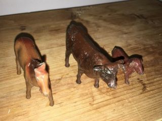 Vintage Or Antique Painted Lead Metal Horse,  Bull,  And Dog Toy Figures