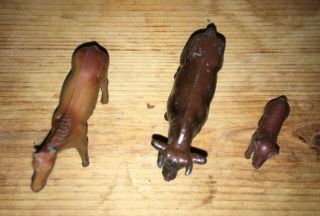 Vintage or Antique Painted Lead Metal Horse,  Bull,  and Dog Toy Figures 3