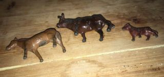 Vintage or Antique Painted Lead Metal Horse,  Bull,  and Dog Toy Figures 5