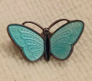 Vtg Aksel Holmsen Norway Sterling Silver 925 Blue Enamel Butterfly Brooch Pin