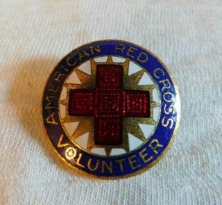 Vintage American Red Cross Volunteer Enamel Pin 1 "