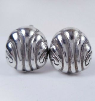 Vtg Signed William Spratling Mexico Puffy Shell Sterling Silver Earrings
