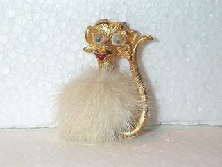 Vintage Fur Gold Tone Googly Eyed Monkey Pin Brooch Unmarked Lil Cutie