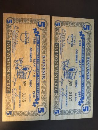 “13” - Vintage - Northwest Territories 150th Anniv 1938 Wooden Nickel’s